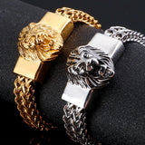 Punk Man Bracelet Lion Head Stainless Steel Jewelry Magnet Clasp