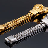 Punk Man Bracelet Lion Head Stainless Steel Jewelry Magnet Clasp