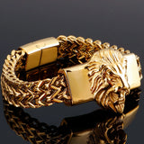 Punk Man Bracelet Lion Head Stainless Steel Jewelry Magnet Clasp