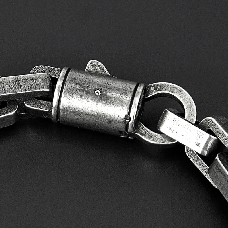 Punk Men Biker Chain Bracelet Vintage Heavy Stainless Steel Bangle