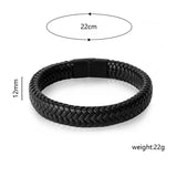 Punk Men Leather Braided Bracelet Classic Stainless Steel Clasp Bangle