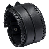 Punk Men Bracelet Wide Brown Leather Strap Multilayer Braided Crafts