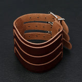 Men's Punk Brown Leather Wrap Bracelet