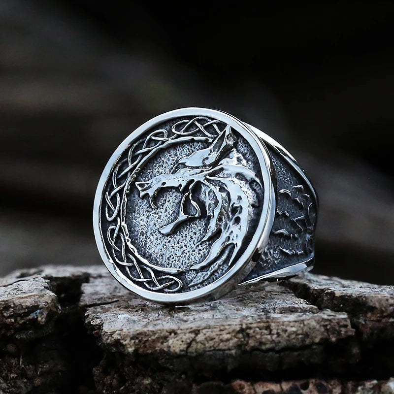 Punk Men Finger Ring Copper Animal Wolf Head Game Hunter Wolf Claw J...