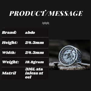 Punk Men Finger Ring Copper Animal Wolf Head Game Hunter Wolf Claw J...