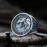 Punk Men Finger Ring Copper Animal Wolf Head Game Hunter Wolf Claw J...
