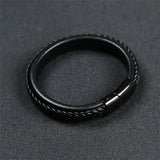 Punk Leather Bracelet Stainless Steel Clasp Bangles 19.5/20.5cm