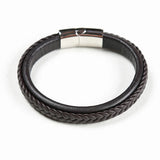 Punk Leather Bracelet Stainless Steel Clasp Bangles 19.5/20.5cm