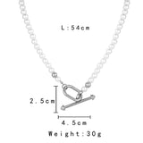 Punk Men Pearl Necklace Stainless Steel Choker