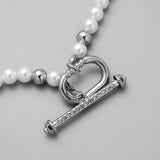Punk Men Pearl Necklace Stainless Steel Choker