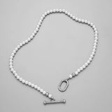 Punk Men Pearl Necklace Stainless Steel Choker