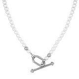 Punk Men Pearl Necklace Stainless Steel Choker