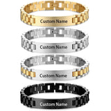 Personalized Engraved Name Date Watch Bands Bracelets Stainless Steel Bangle