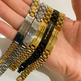 Personalized Engraved Name Date Watch Bands Bracelets Stainless Steel Bangle