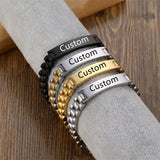 Personalized Engraved Name Date Watch Bands Bracelets Stainless Steel Bangle