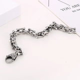 Punk Men Stainless Steel Retro Bone Bracelet Titanium Steel Men's Cuban Bracelet