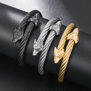 Punk Wolf Titanium Steel Bracelets Cuff