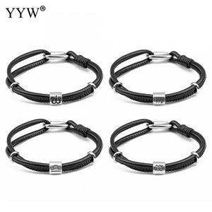 Punk Zodiac Leather Cord Bracelets Unisex Wristband Anniversary Jewelry