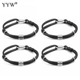 Punk Zodiac Leather Cord Bracelets Unisex Wristband Anniversary Jewelry