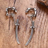 Men's Samurai Sword Stud Earrings Stainless Steel Punk Style