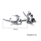 Men's Samurai Sword Stud Earrings Stainless Steel Punk Style