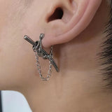 Men's Samurai Sword Stud Earrings Stainless Steel Punk Style