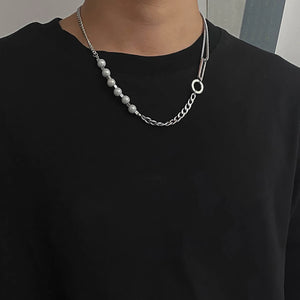 Punk Men's Stainless Steel Chain Necklace Beads Choker Jewelry