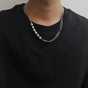 Punk Men's Stainless Steel Chain Necklace Beads Choker Jewelry