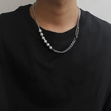 Punk Men's Stainless Steel Chain Necklace Beads Choker Jewelry