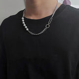 Punk Men's Stainless Steel Chain Necklace Beads Choker Jewelry