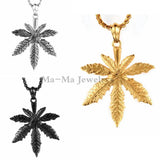 Punk Men's Marijuana Leaf Pendant Necklace 24inch