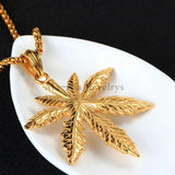 Punk Men's Marijuana Leaf Pendant Necklace 24inch