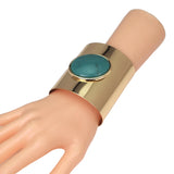 Punk Metal Big Cuff Open Bangles For Women Oval Resin Bead Bracelet