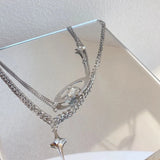 Punk Metal Clavicle Chain Silver Necklace