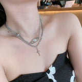 Punk Metal Clavicle Chain Silver Necklace