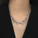 Punk Metal Clavicle Chain Silver Necklace