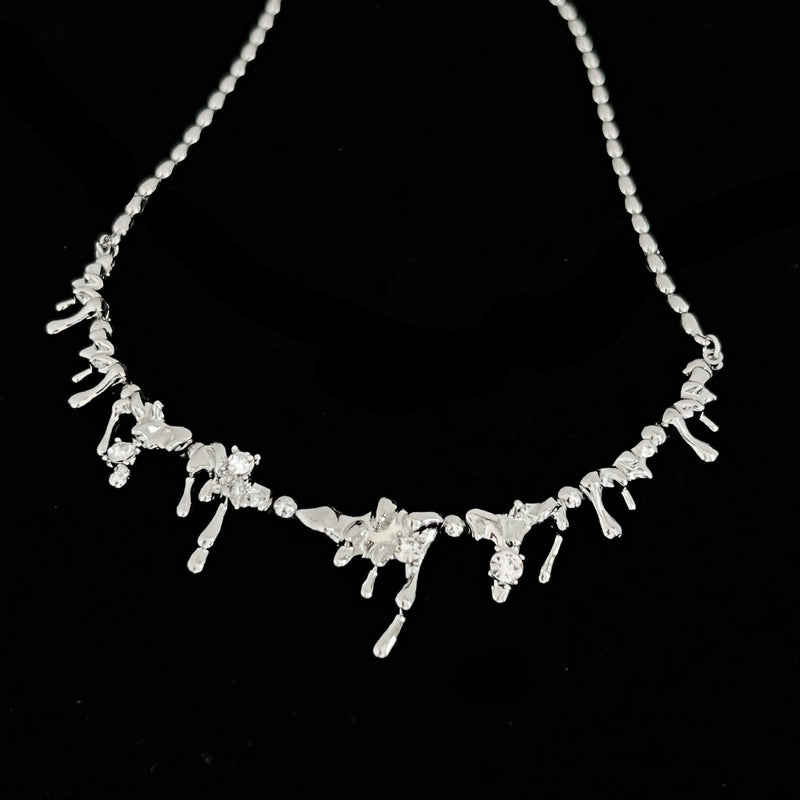 Punk Metal Clavicle Chain Silver Necklace