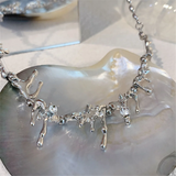 Punk Metal Clavicle Chain Silver Necklace