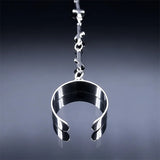 Punk Metal Finger Ring Link Bracelet Stainless Steel Cross Conjoined Bracelet
