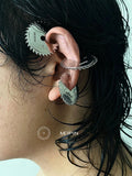 Punk Metal Gear Earrings Hollow Ear Clip Unique Jewelry
