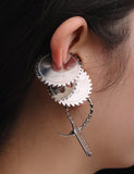 Punk Metal Gear Earrings Hollow Ear Clip Unique Jewelry