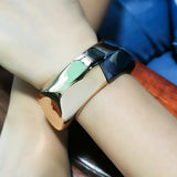 Punk Metal Geometric Cuff Bracelets Glossy Surface Statement Bangle Jewelry