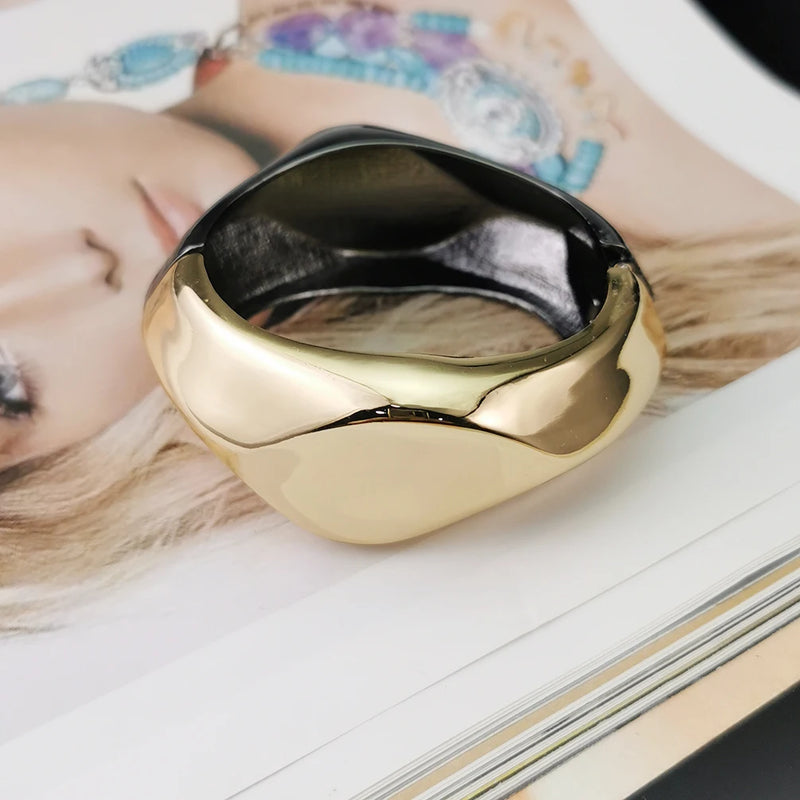 Punk Metal Geometric Cuff Bracelets Glossy Surface Statement Bangle Jewelry