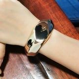 Punk Metal Geometric Cuff Bracelets Glossy Surface Statement Bangle Jewelry