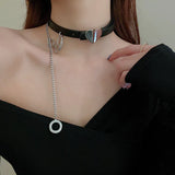 Punk Metal Heart Leather Choker Necklace