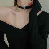 Punk Metal Heart Leather Choker Necklace