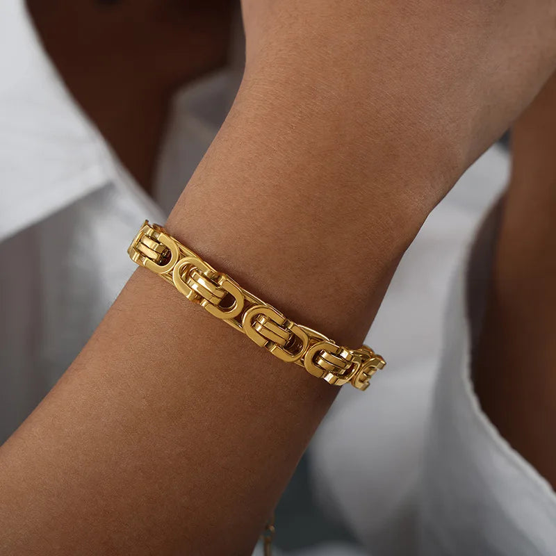 Punk Metal Hip-Hop Couple Bracelet Stainless Steel Unisex Wrist Jewelry