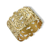 Punk Metal Hollow Flower Cuff Bangle For Women