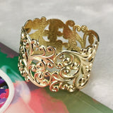 Punk Metal Hollow Flower Cuff Bangle For Women
