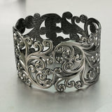 Punk Metal Hollow Flower Cuff Bangle For Women